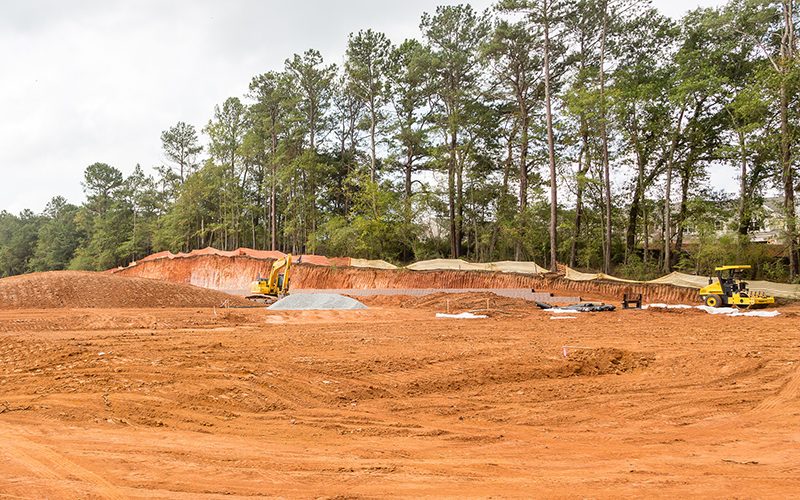 Graded dirt for new homes at a construction site